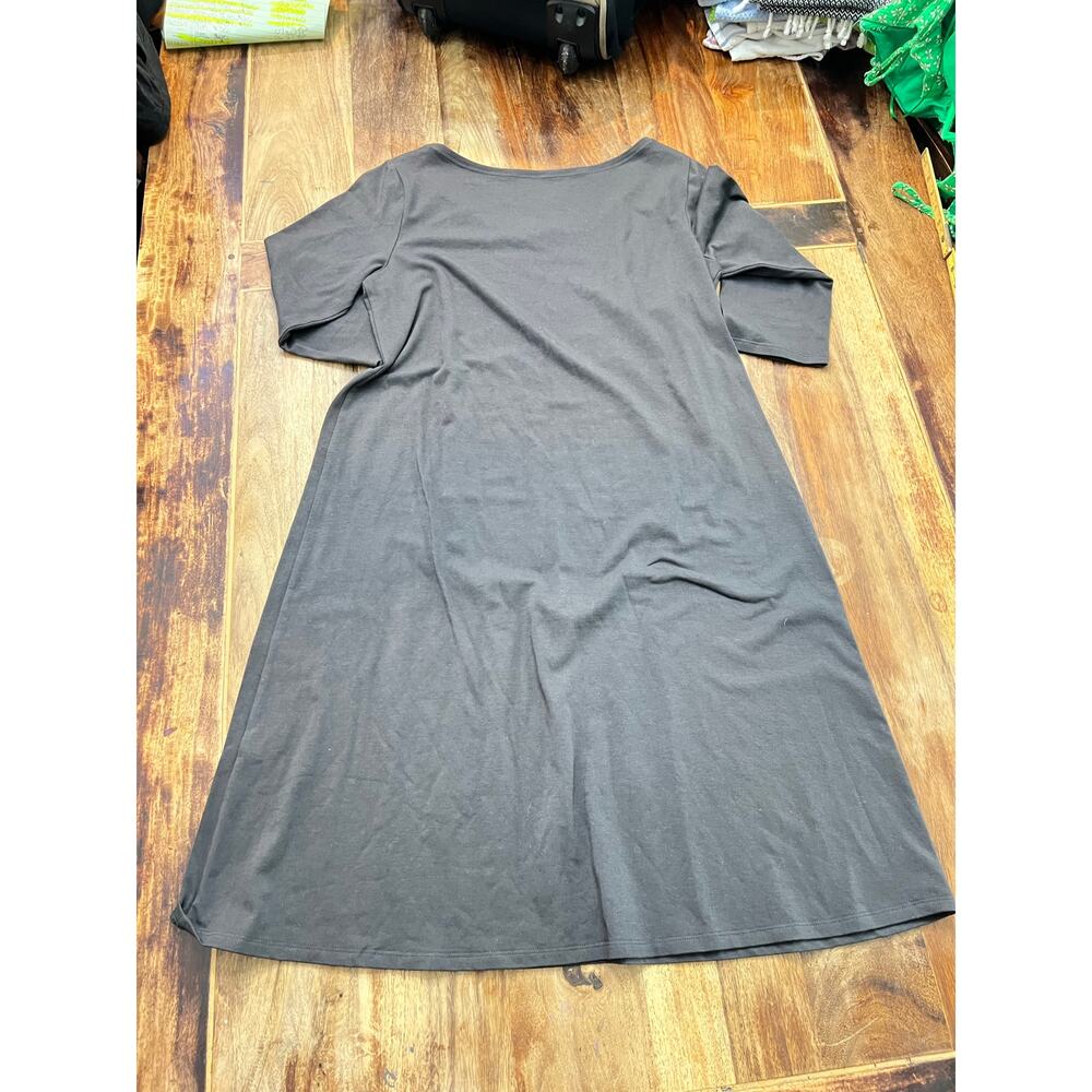 Eileen Fisher Women's Gray Scoop Neck 3/4 Sleeve Sheath Dress Size Medium